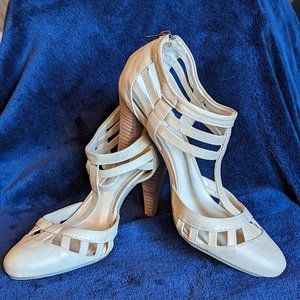 Beige with wood heel size 9